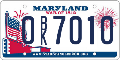 MD license plate 0BK7010