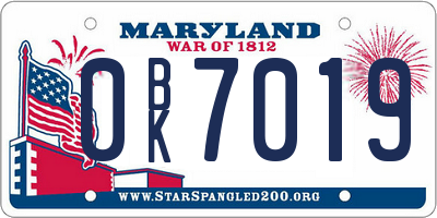 MD license plate 0BK7019