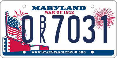 MD license plate 0BK7031