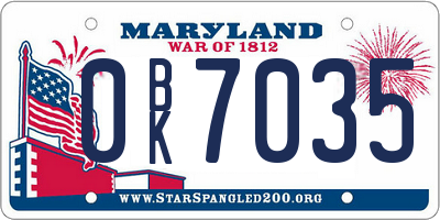MD license plate 0BK7035