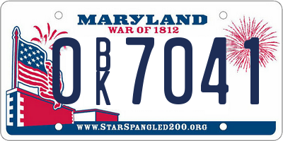 MD license plate 0BK7041