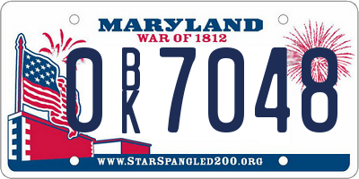 MD license plate 0BK7048