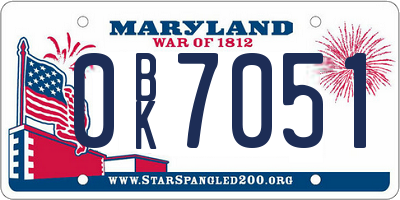 MD license plate 0BK7051