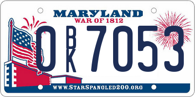 MD license plate 0BK7053