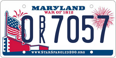MD license plate 0BK7057