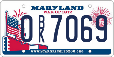 MD license plate 0BK7069