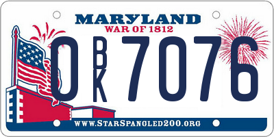 MD license plate 0BK7076
