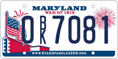 MD license plate 0BK7081