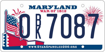 MD license plate 0BK7087