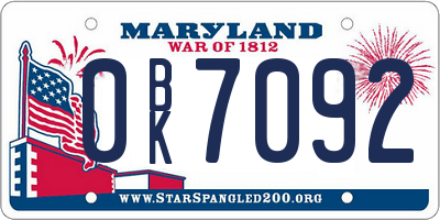 MD license plate 0BK7092
