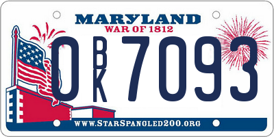 MD license plate 0BK7093