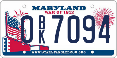 MD license plate 0BK7094