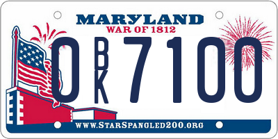 MD license plate 0BK7100