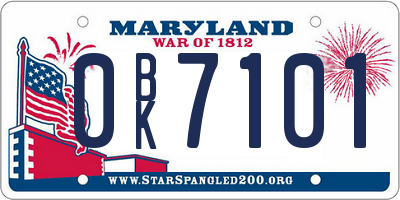 MD license plate 0BK7101