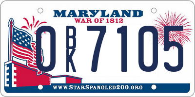 MD license plate 0BK7105