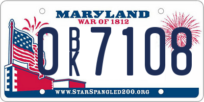 MD license plate 0BK7108