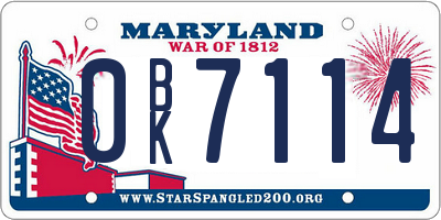 MD license plate 0BK7114