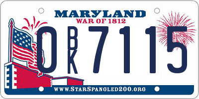 MD license plate 0BK7115
