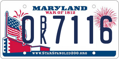 MD license plate 0BK7116