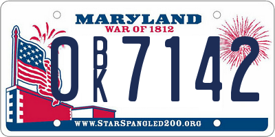 MD license plate 0BK7142