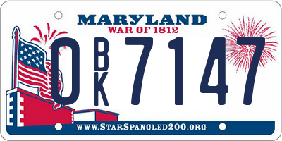 MD license plate 0BK7147