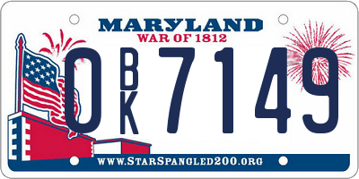 MD license plate 0BK7149