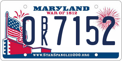 MD license plate 0BK7152