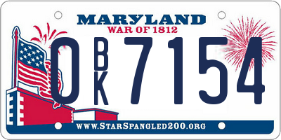 MD license plate 0BK7154