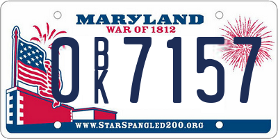 MD license plate 0BK7157