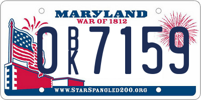 MD license plate 0BK7159