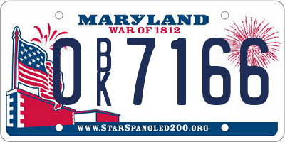 MD license plate 0BK7166