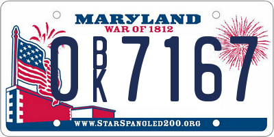 MD license plate 0BK7167