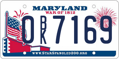 MD license plate 0BK7169