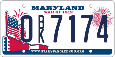 MD license plate 0BK7174