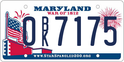 MD license plate 0BK7175