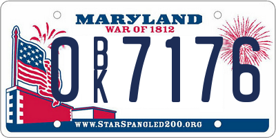MD license plate 0BK7176