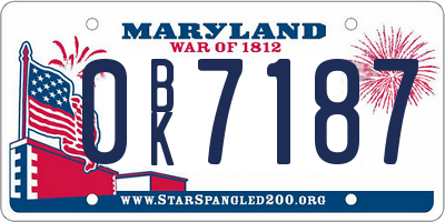 MD license plate 0BK7187