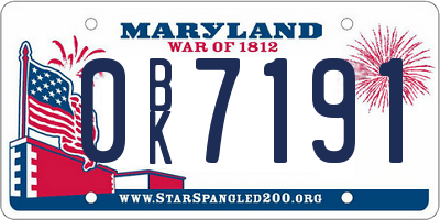 MD license plate 0BK7191