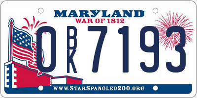 MD license plate 0BK7193