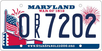MD license plate 0BK7202