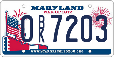 MD license plate 0BK7203