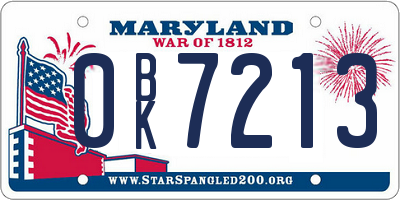 MD license plate 0BK7213