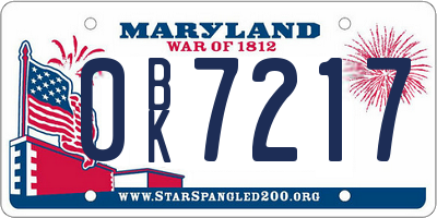 MD license plate 0BK7217