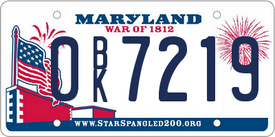MD license plate 0BK7219