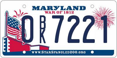 MD license plate 0BK7221