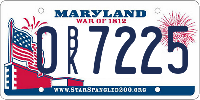 MD license plate 0BK7225