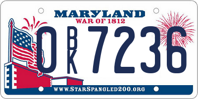 MD license plate 0BK7236