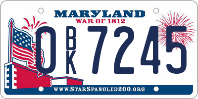 MD license plate 0BK7245