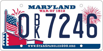 MD license plate 0BK7246