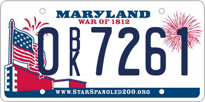 MD license plate 0BK7261
